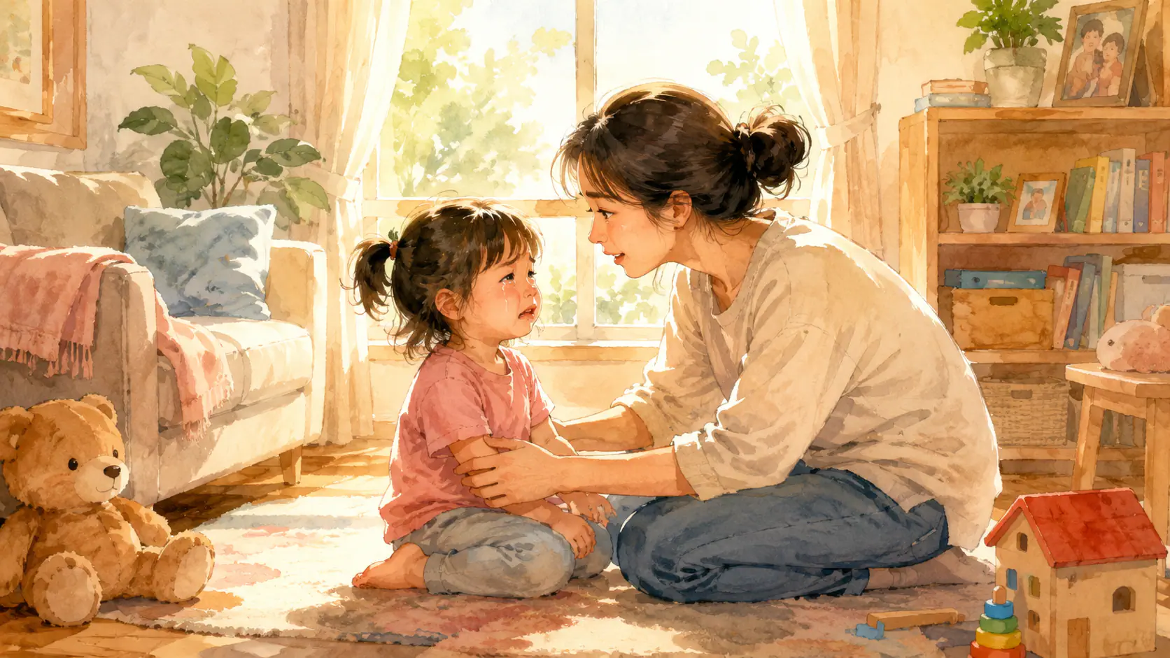 การเลี้ยงลูกเชิงบวก แม่พูดคุยกับลูกอย่างอ่อนโยนในบ้านอบอุ่น, positive parenting emotional connection with Thai family